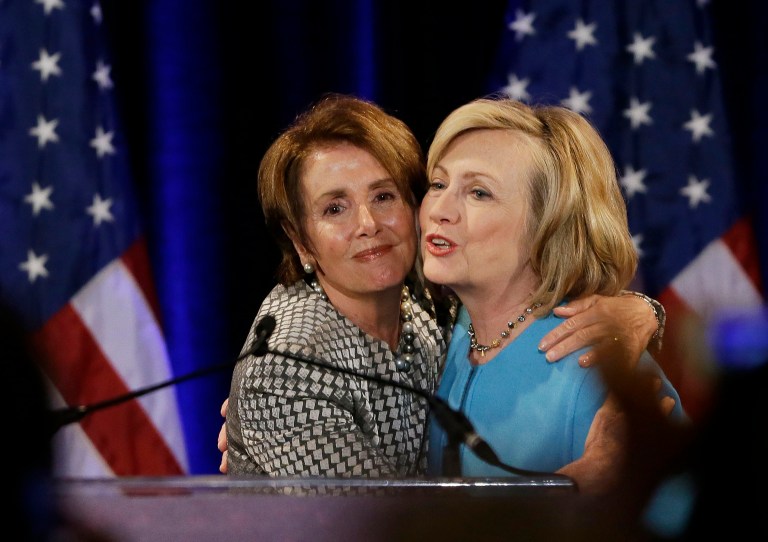 A new poll shows that among Democratic primary voters, House Minority Leader Nancy Pelosi is on the outs and Hillary Rodham Clinton remains in.