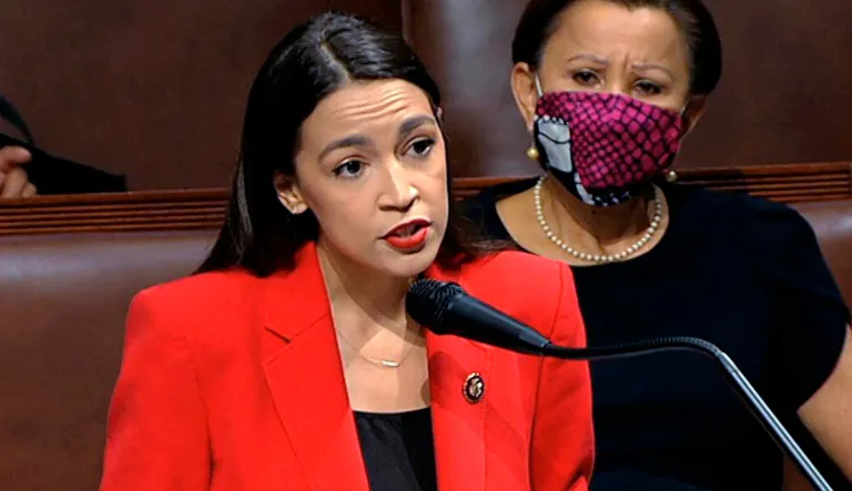 In this image from video, Rep. Alexandria Ocasio-Cortez, D-N.Y., speaks during the second night of the Democratic National Convention on Tuesday, Aug. 18, 2020. 