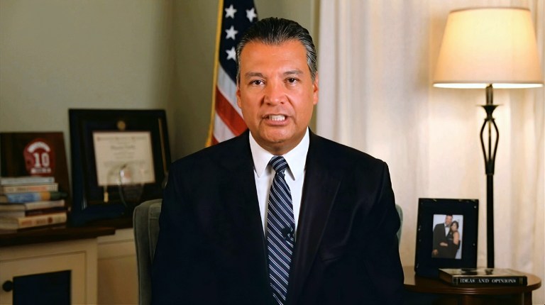 FILE - In this image from video, California Secretary of State Alex Padilla speaks during the fourth night of the Democratic National Convention on Thursday, Aug. 20, 2020. 