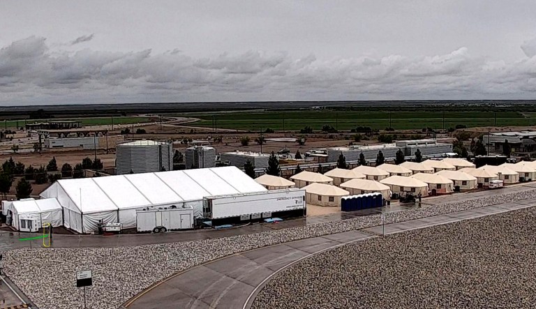 The shelter used to house unaccompanied foreign children in Tornillo, Texas. 