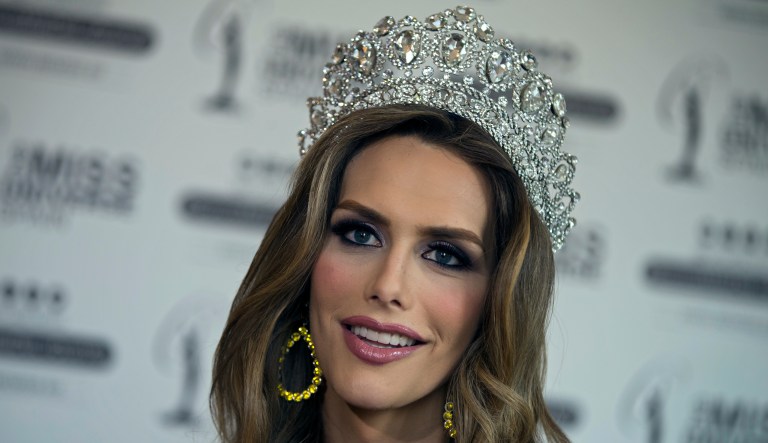 In this Tuesday, July 10, 2018 photo, Angela Ponce who won Spainâs Miss Universe competition in June smiles during an interview with The Associated Press in Madrid, Spain. 