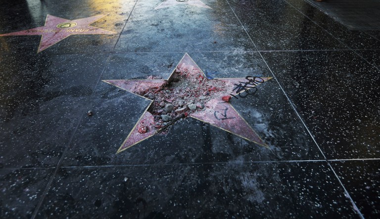 Donald Trump's vandalized star on the Hollywood Walk of Fame in Los Angeles. The West Hollywood City Council has unanimously approved a resolution seeking to remove President Trump's star from the Hollywood Walk of Fame. 