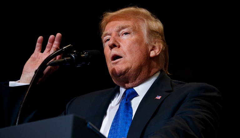 President Trump speaks during a campaign rally in Las Vegas. 