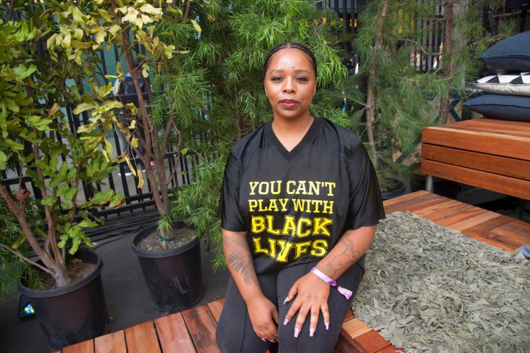 Patrisse Marie Cullors seen on day three of Summit LA18 in Downtown Los Angeles on Sunday, Nov. 4, 2018, in Los Angeles.