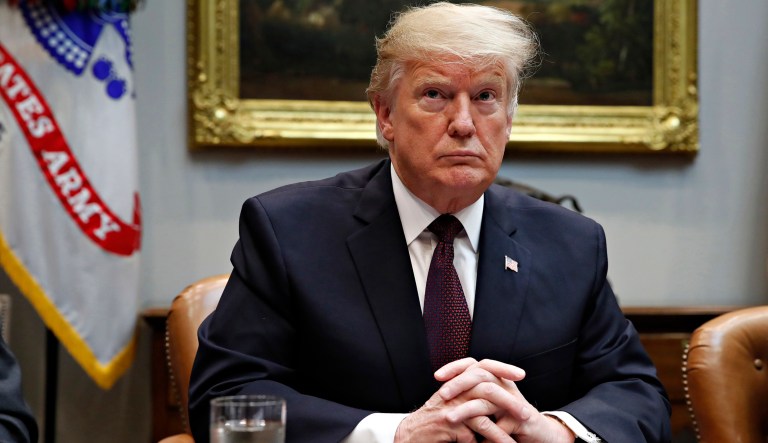 President Trump pauses while speaking during a healthcare roundtable in the Roosevelt Room of the White House, Wednesday, Jan. 23, 2019, in Washington.