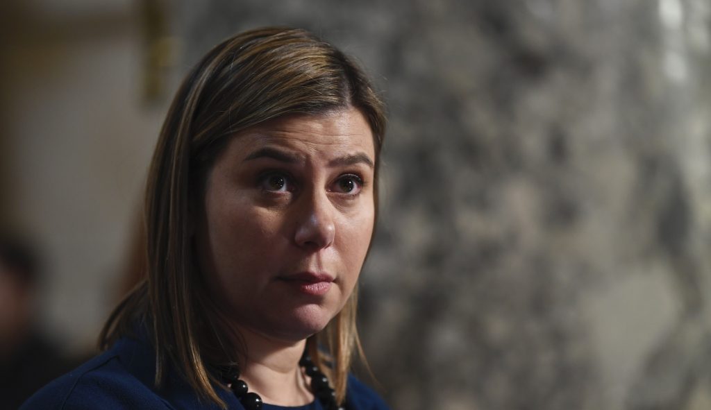 Rep. Elissa Slotkin (D-MI) does a television interview on Capitol Hill in Washington.