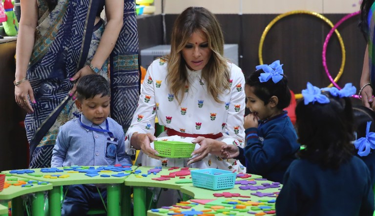 Melania Trump studies ‘happiness curriculum’ during visit to New Delhi school