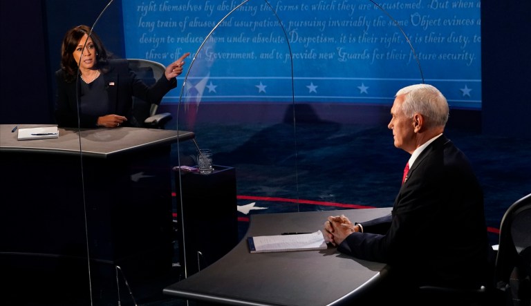 Pence tries to incite discord between Harris and Biden on support for fracking