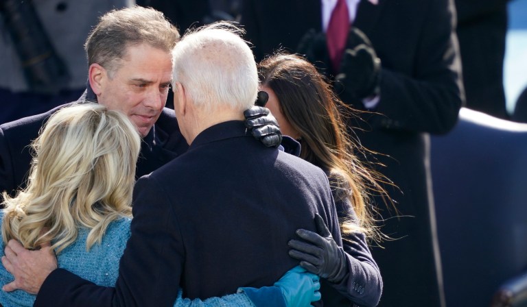 President Biden with first lady Jill Biden, his son Hunter Biden and daughter Ashley Biden. 