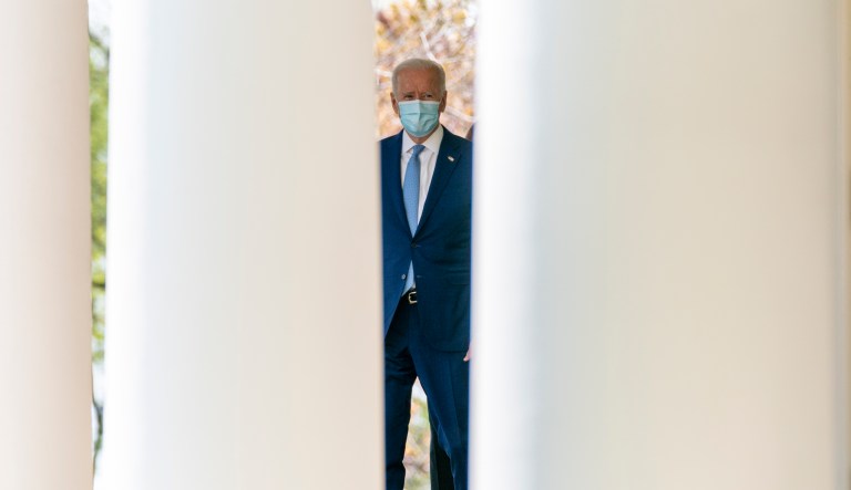 President Joe Biden arrives to speak about gun violence prevention in the Rose Garden at the White House, Thursday, April 8, 2021, in Washington.