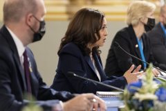 Harris criticized on social media after passing out cookies with her face on them