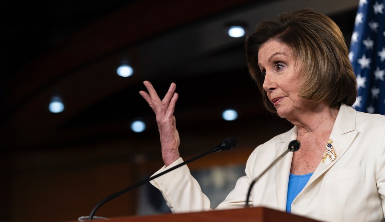 House Speaker Nancy Pelosi of Calif., speaks during a media availability at the Capitol in Washington, Thursday, June 24, 2021.