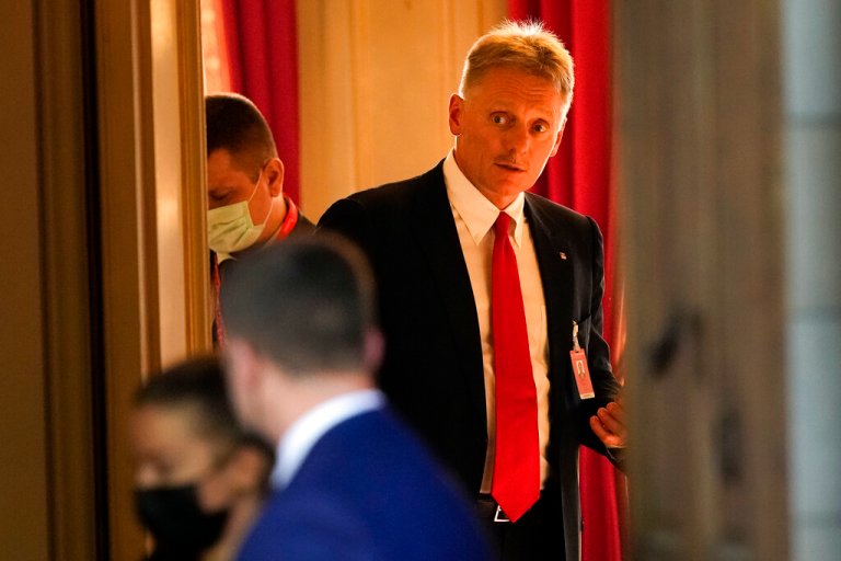 Kremlin spokesman Dmitry Peskov walks out after the talks between Russian President Vladimir Putin and U.S. President Joe Biden in Geneva, Switzerland, on June 16, 2021.