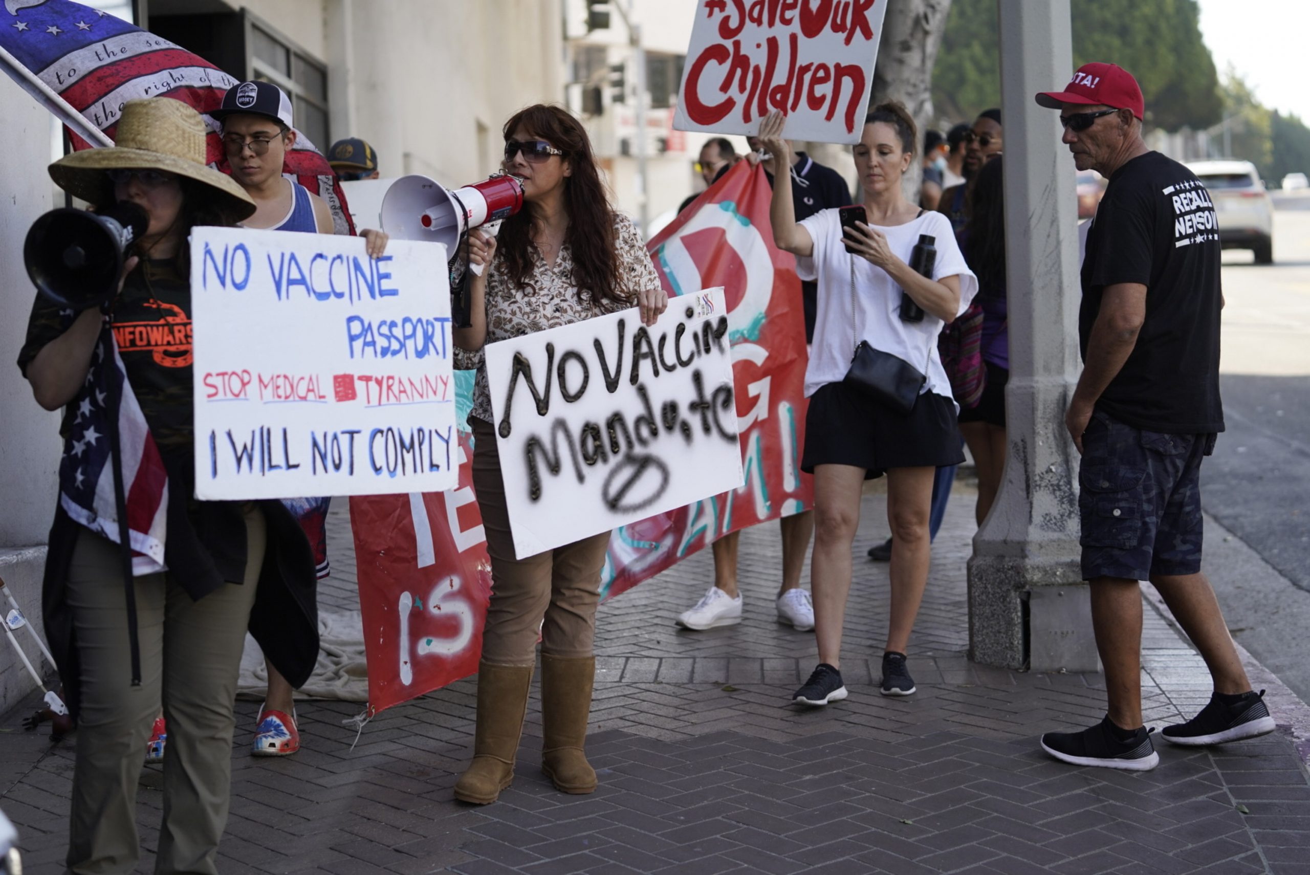 High school students stage walkout over California school mask mandate