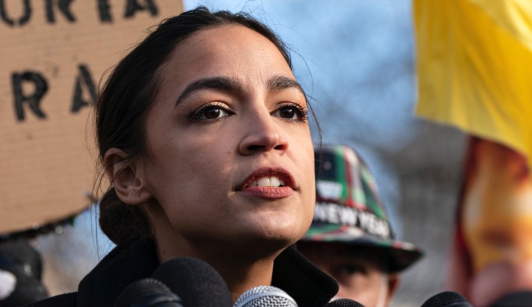 Rep. Alexandria Ocasio-Cortez, D-N.Y., speaks at a news conference urging the Senate to secure a pathway to citizenship in President Joe Bidenâs legislative agenda Tuesday, Dec. 7, 2021, on Capitol Hill in Washington.                                                                                                                                                    