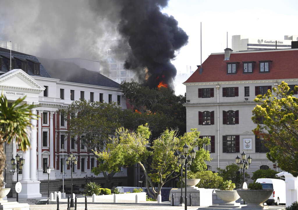 Man arrested after major fire ‘guts’ South African Houses of Parliament