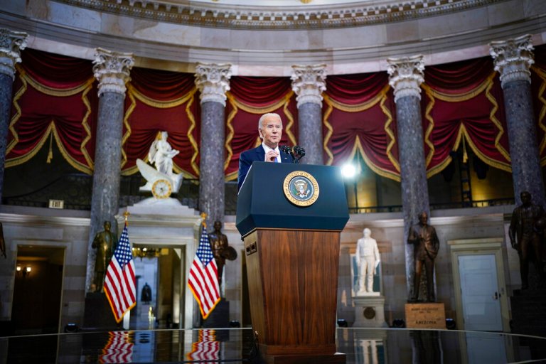 Biden denounces Trump and hails Capitol Police on Jan. 6 anniversary