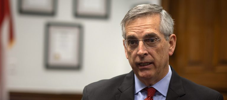 Georgia Secretary of State Brad Raffensperger speaks during an interview, Oct. 28, 2021, in Atlanta.