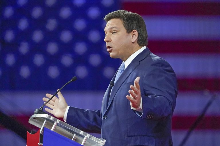 Florida Gov. Ron DeSantis speaks at the Conservative Political Action Conference (CPAC) Thursday, Feb. 24, 2022, in Orlando, Fla. (AP Photo/John Raoux, File)