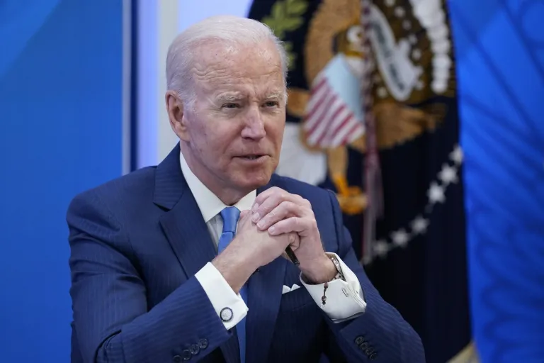 President Joe Biden speaks as he meets with small business owners in the South Court Auditorium on the White House complex in Washington, Thursday, April 28, 2022.