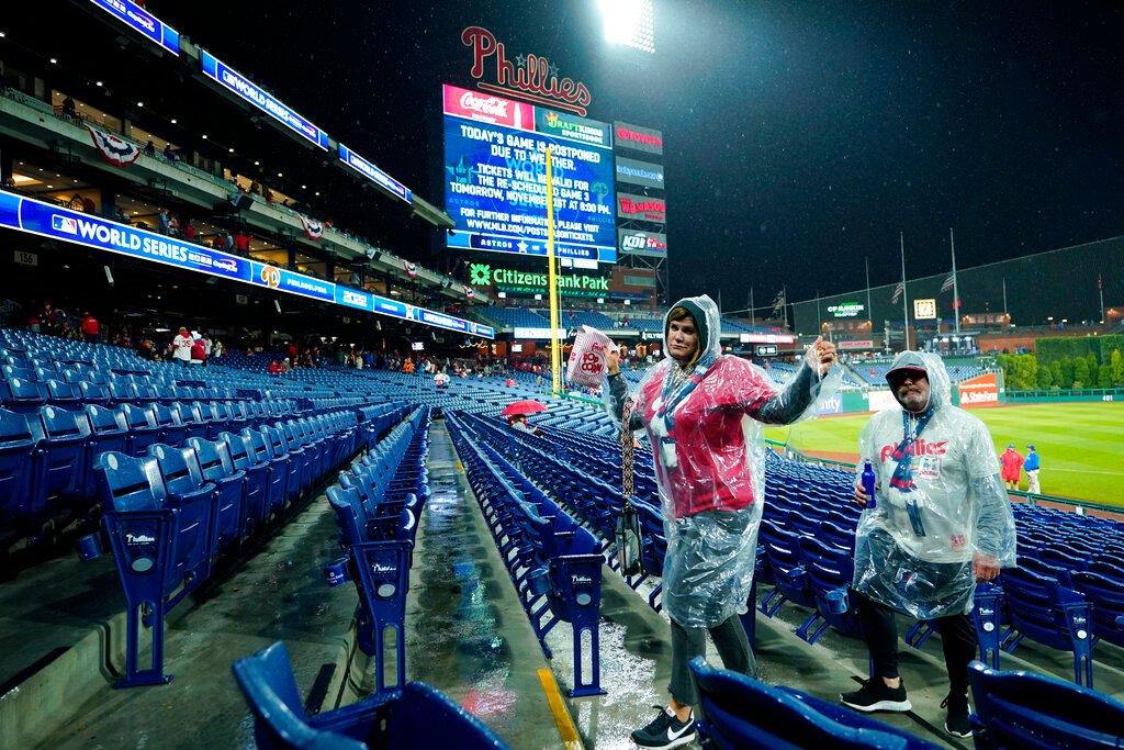 Astros-Phillies World Series Game 3 postponed due to rain