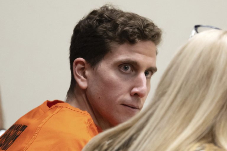 FILE - Bryan Kohberger, left, who is accused of killing four University of Idaho students in November 2022, looks toward his attorney, public defender Anne Taylor, right, during a hearing in Latah County District Court, Jan. 5, 2023, in Moscow, Idaho.