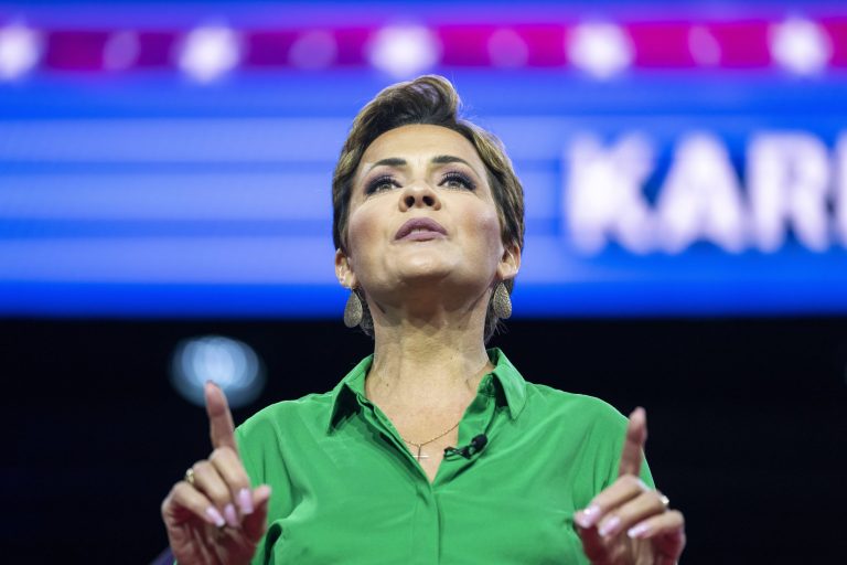 Kari Lake speaks at the Conservative Political Action Conference, CPAC 2023, Saturday, March 4, 2023, at National Harbor in Oxon Hill, Md. 