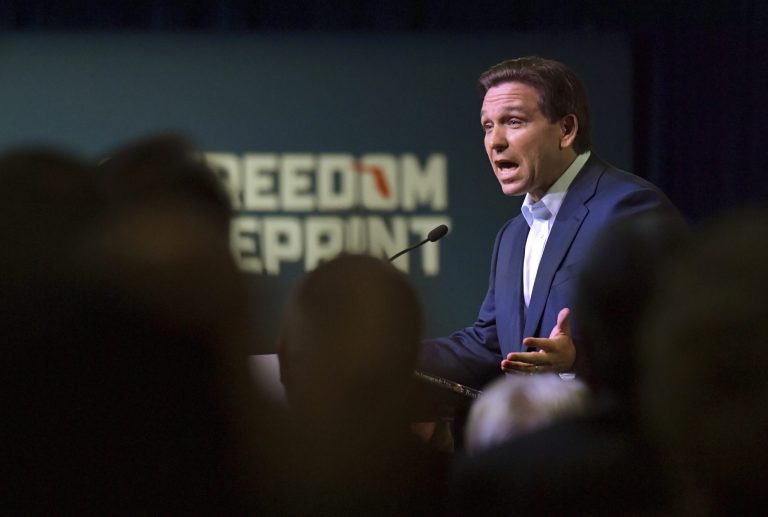 Florida Gov. Ron DeSantis speaks at an event Friday, March 10, 2023, in Davenport, Iowa.
