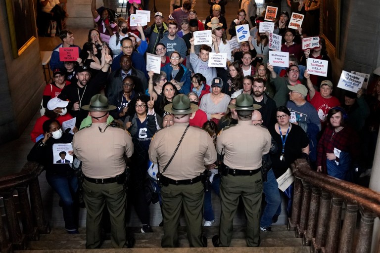 Gun control advocates protest in Tennessee as Republicans debate expelling Democratic lawmakers