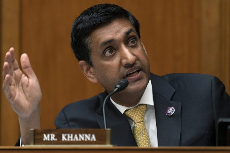 FILE - Rep. Ro Khanna, D-Calif., speaks at a hearing Oct. 28, 2021, on Capitol Hill in Washington. The Democratic congressman from California is calling on U.S. Sen. Dianne Feinstein to step down because of health problems. Rep. Ro Khanna says in a tweet, 
