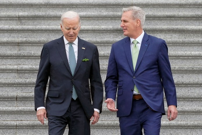 Biden hits McCarthy on debt ceiling discussion: ‘Show me his budget’