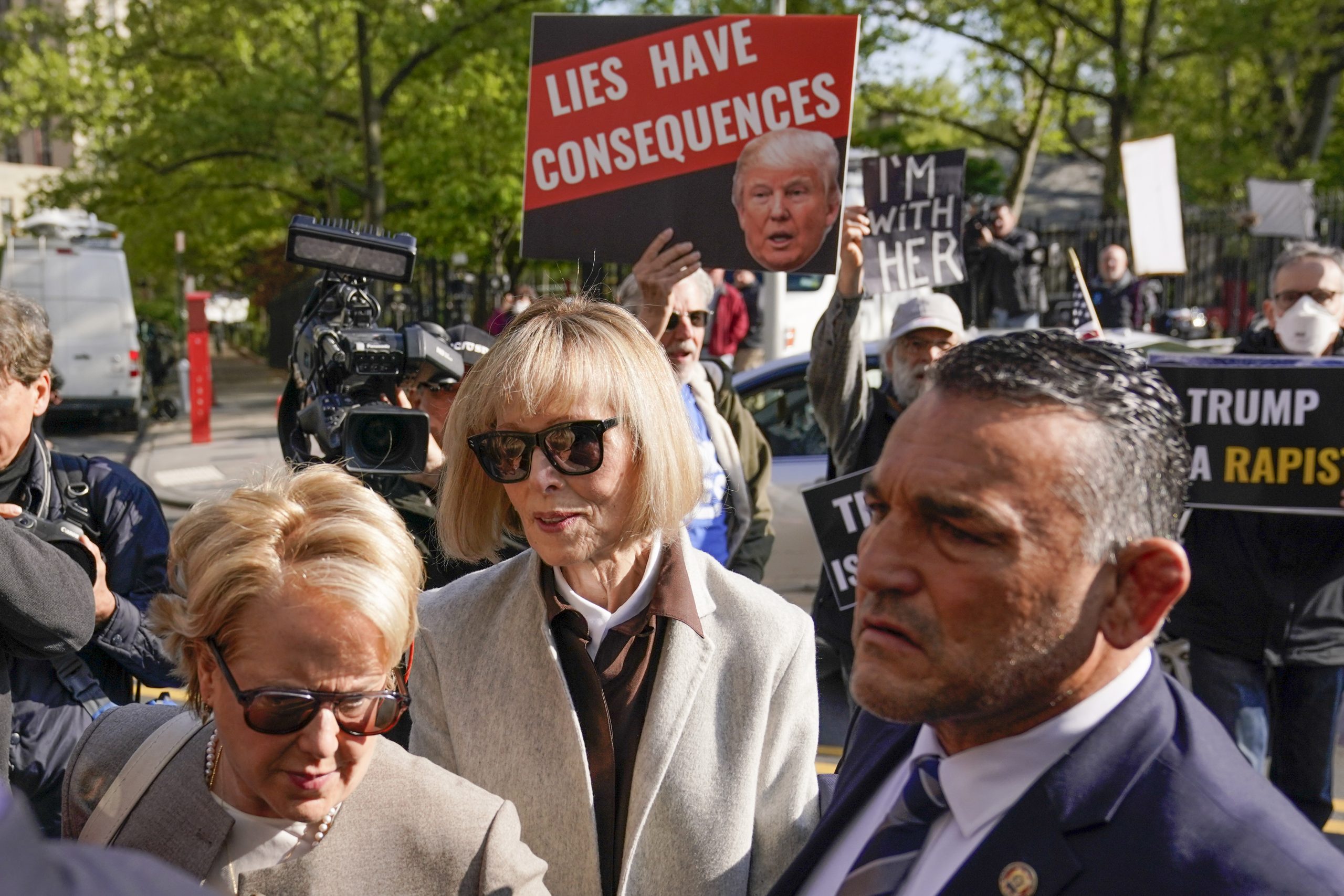 Donald Trump trial: Accuser E Jean Carroll arrives at court in defamation and battery case
