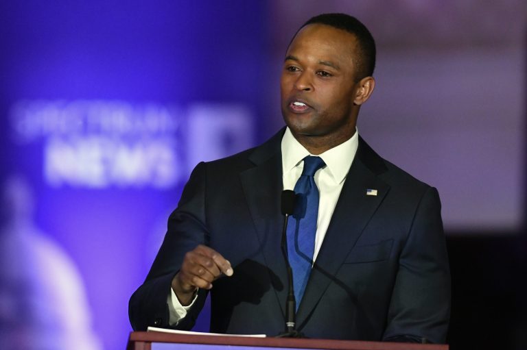 Kentucky Attorney General Daniel Cameron responds to a question during the Kentucky gubernatorial GOP primary debate March 7, 2023.