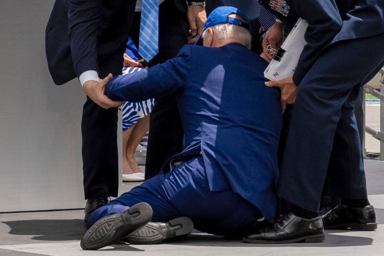 Trump responds to Biden onstage fall: ‘I hope he wasn’t hurt’
