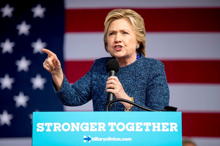 Democratic presidential candidate Hillary Clinton warned voters Friday that GOP nominee Donald Trump still stands a chance of the winning the 2016 election. (AP Photo/Andrew Harnik)