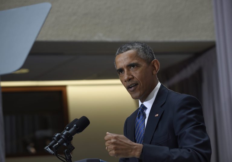 President Barack Obama speaks about the nuclear deal reached with Iran during an event at American University in Washington, Wednesday, Aug. 5, 2015. (AP Photo/Susan Walsh)