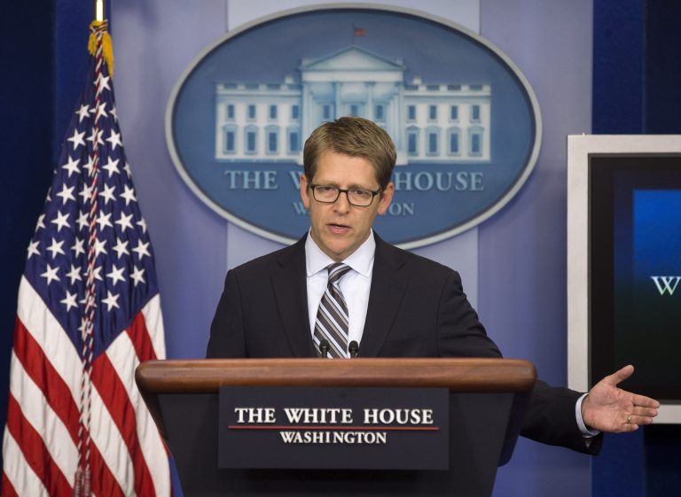 White House press secretary Jay Carney said President Obama was open to the idea of meeting with Iranian President Hassan Rouhani. (AP Photo/ Evan Vucci)