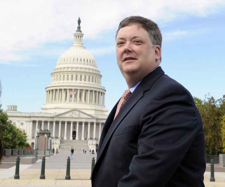 The Supreme Court decided Wednesday on the case put forward by Republican activist Shaun McCutcheon, shown here in Washington on Oct. 8. (AP Photo/Susan Walsh)