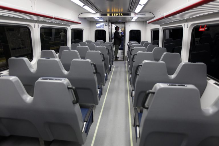Shown is an interior view of a new Silverliner V passenger train car in Philadelphia, Tuesday, April 13, 2010  (AP Photo/Matt Rourke)