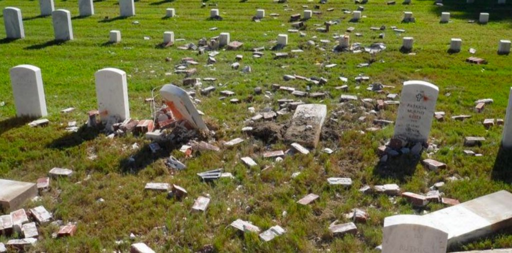 Report: Hit-and-run driver knocks over military headstones