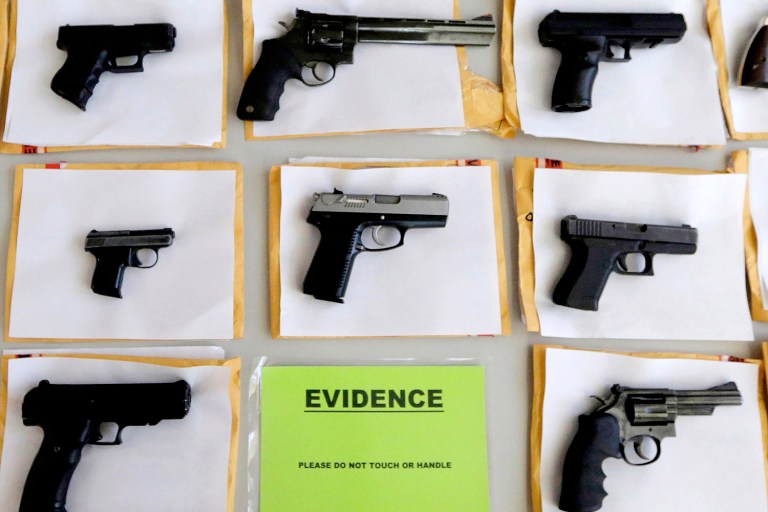 Police in Venezuela destroyed nearly 2,000 shotguns and pistols Wednesday as part of a new national gun control campaign to take firearms off the streets. (AP Photo/M. Spencer Green, File)