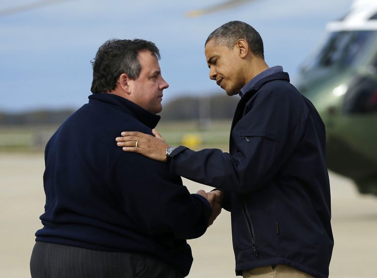 President Barack Obama and New Jersey Gov. Chris Christie in Atlantic City, NJ.  (AP Photo)