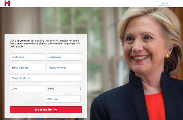 Clinton Campaign Wants Your Couch: Seeking Housing for Supporters