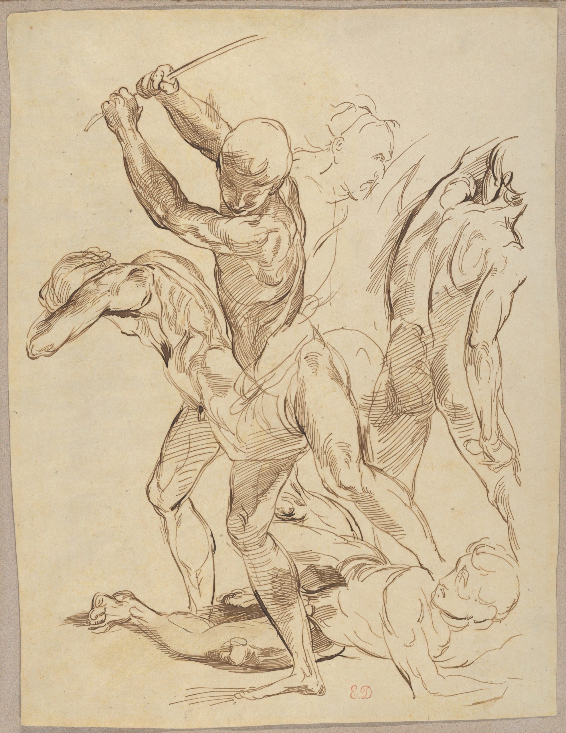 Eugène Delacroix, ‘Combat of Nude Men, After Raphael’ (ca. 1823)