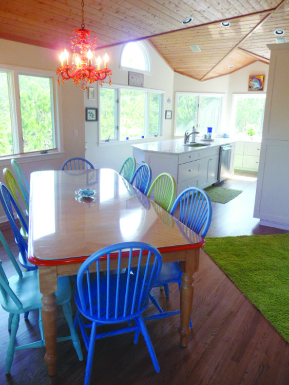 Photo Courtesy June Shea of Shea Studio
These are from a beach house in the Outer Banks, N.C.
Tropical colors and contemporary art was used to create a cheerful escape.