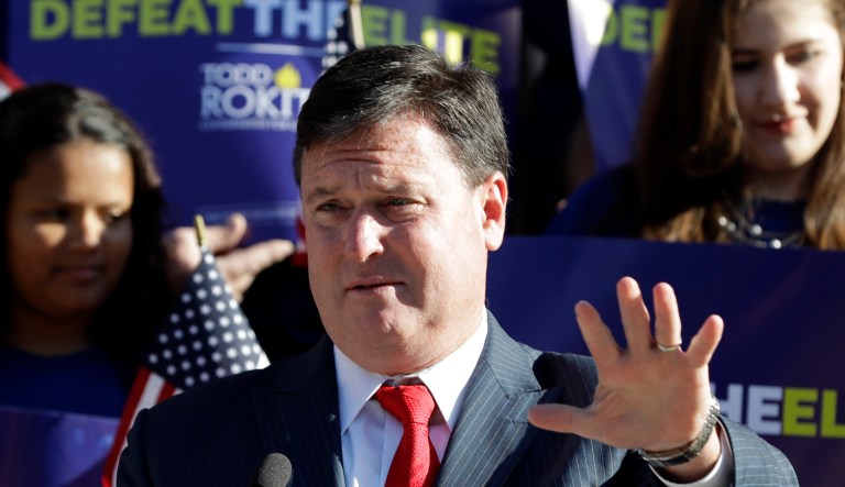 In new ad, Todd Rokita punches Indiana Senate primary opponents in the face