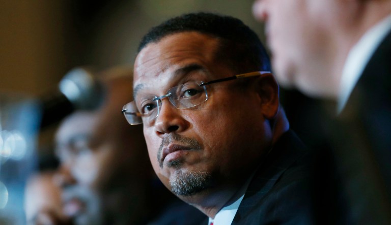 Rep. Keith Ellison, center, D-Minn., is now the lead sponsor of the Expanded and Improved Medicare For All Act after receiving unanimous consent on Wednesday. The bill would would move everyone in the country from private healthcare coverage and Medicaid onto Medicare.
