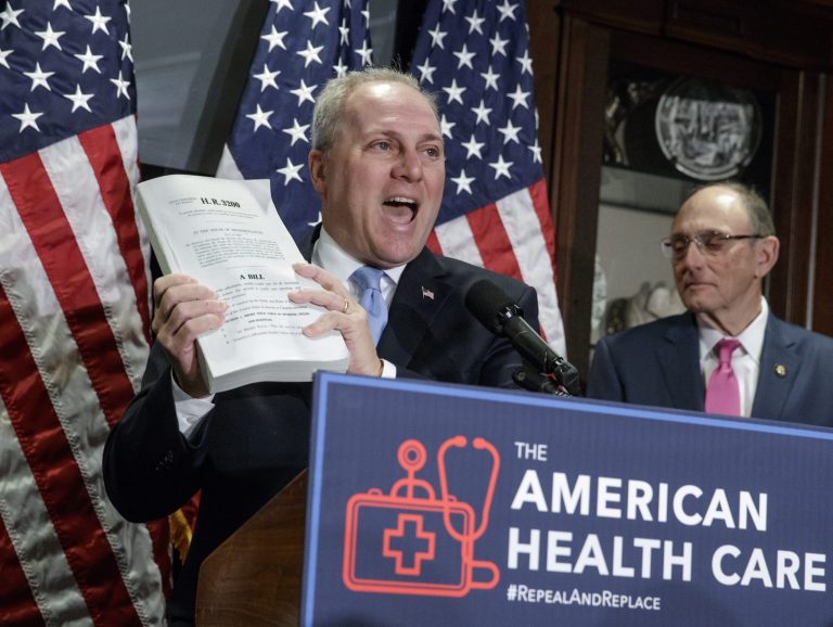 House Majority Whip Steve Scalise on Friday evening said two other House Freedom Caucus members now plan to support the American Health Care Act following recent improvements to the bill. (AP Photo/J. Scott Applewhite)