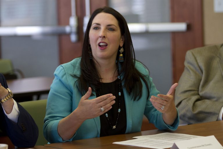 Republican National Committee Chairwoman Ronna Romney McDaniel said the organization will always look to support the president but that she'd first have to look into the legality using its legal defense fund for Russia-related investigations. (AP Photo/Christopher Hermann)