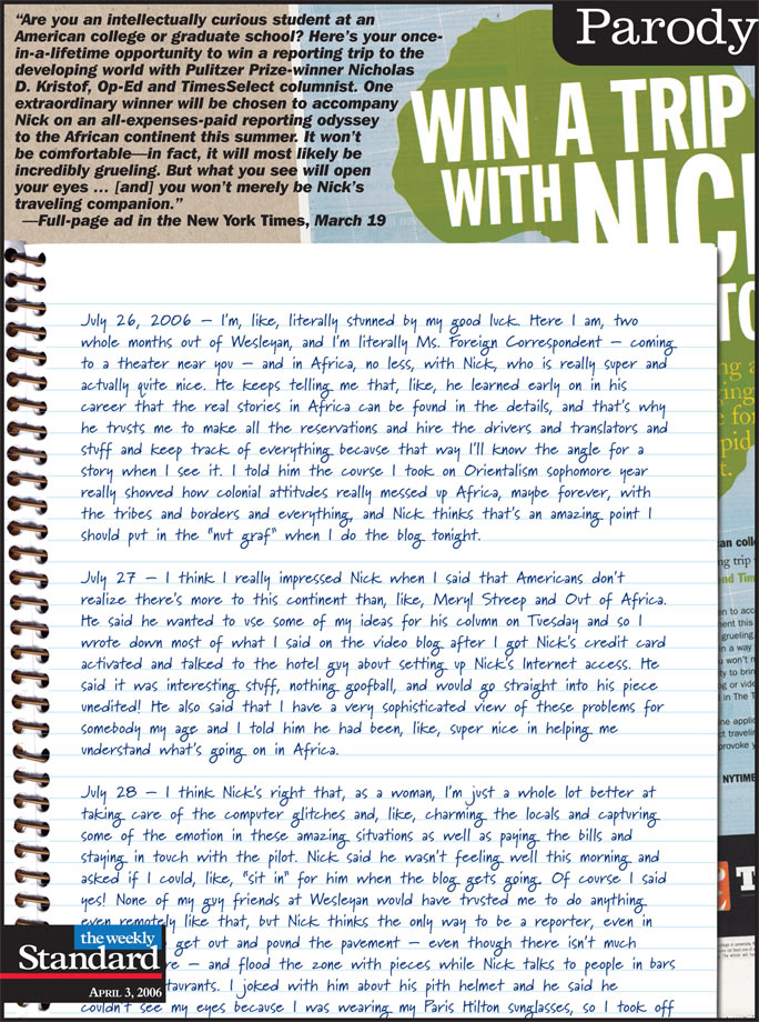 Nicholas Kristof’s assistant.